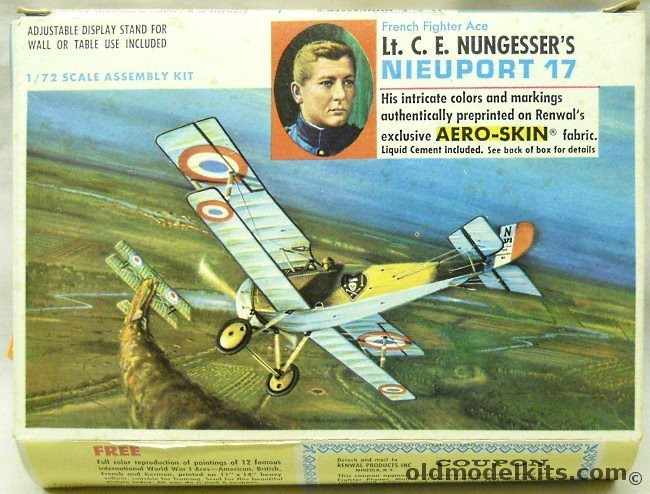 Renwal 1/72 Nieuport 17 Aeroskin Lt. C.E. Nungesser's Aircraft, 264-79 plastic model kit